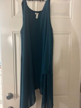 Soma Teal Layered Sleeveless V-Neck Blouse